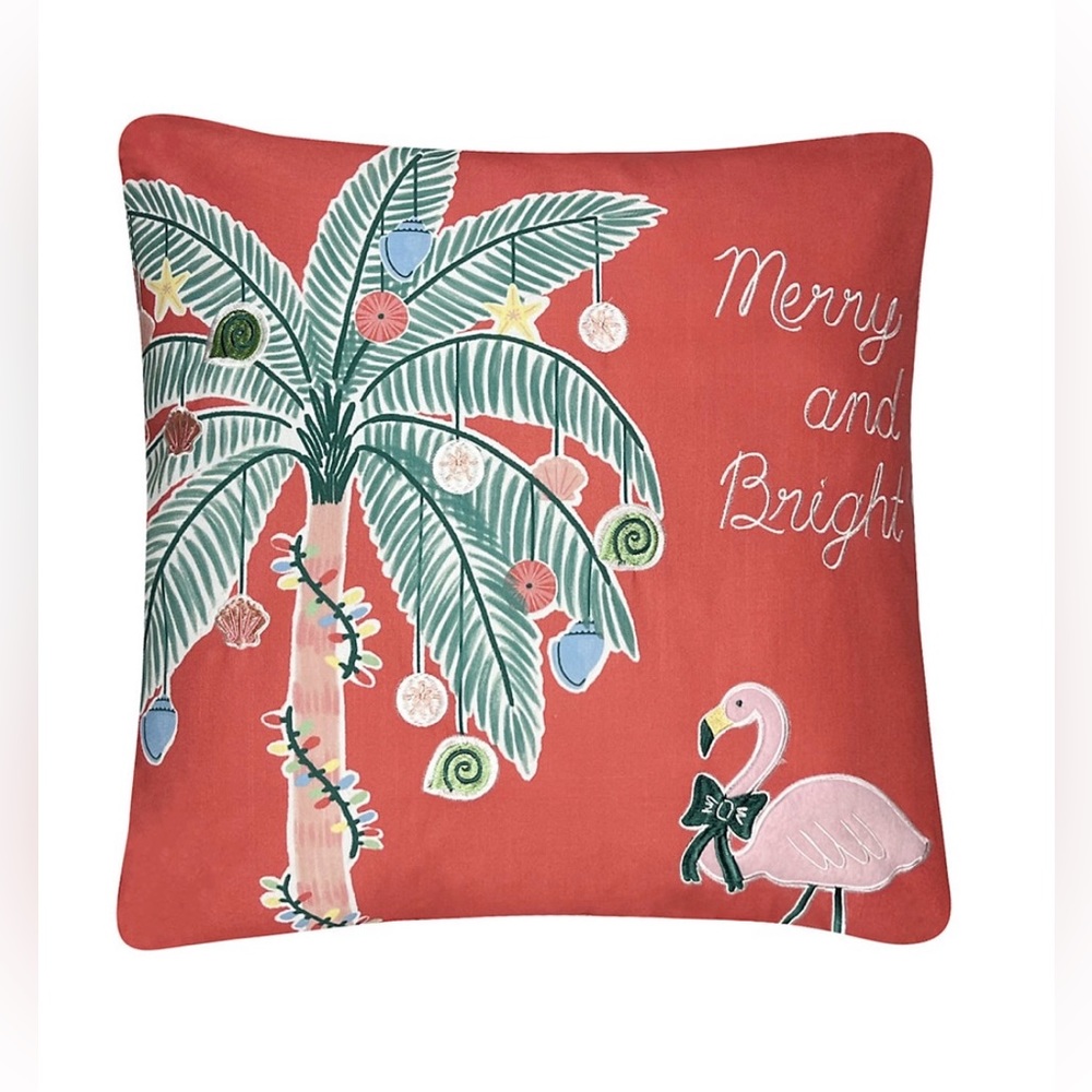 St. Nicholas Square Christmas Flamingo Pillow